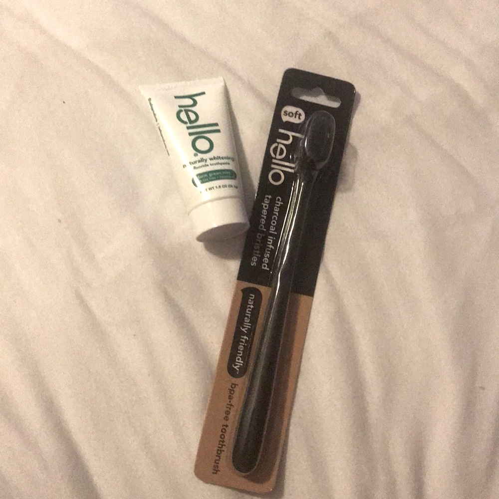 Hello natural whitening toothpaste and brush